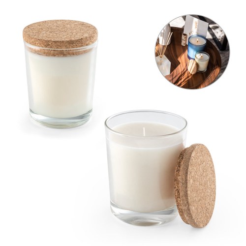 ZEN 180. Aromatyczna świeca w szklanym kubku z korkową pokrywką 180 g