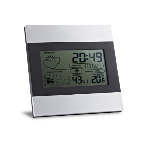 DENE. Biurkowa stacja pogodowa z ekranem LCD z aluminium i ABS