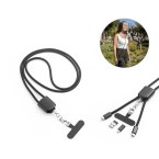 ZEWAIL. Smycz z dołączonym uchwytem na smartfona, kablem USB-C i różnymi adapterami z recyklingowanego ABS i recyklingowanego TPE