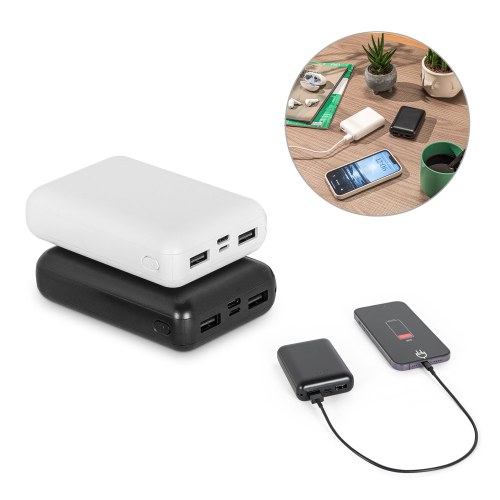 LEAKEY 10. Power bank 10'000 mAh wykonany w ABS pochodzącego z recyklingu (100% rABS)