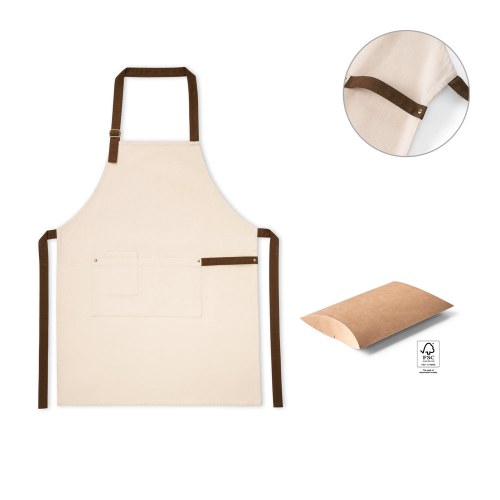 HOLM. Fartuch z płótna 100% bawełny (320 g/m²) z metalowymi detalami