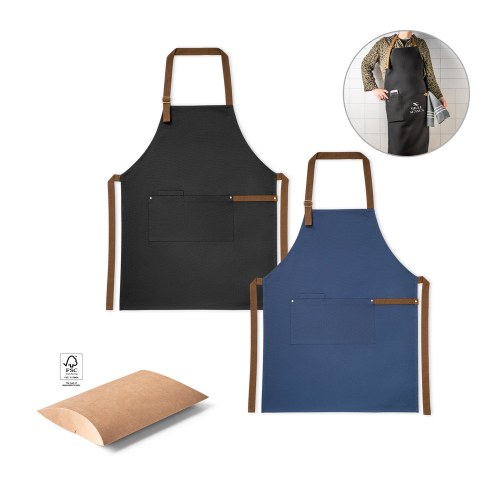 VESPER. Fartuch z płótna bawełnianego 100% (300 g/m²) z metalowymi detalami